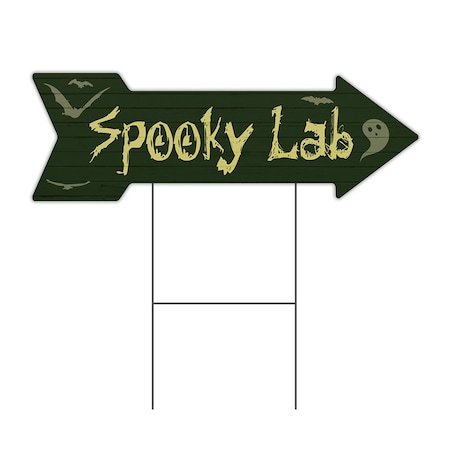 Spooky Lab Arrow Yard Sign Funny Home Decor 30in Wide